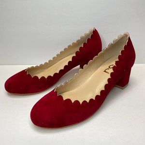 FSJ Round Toe Chunky Mid Heel Slip On Pumps